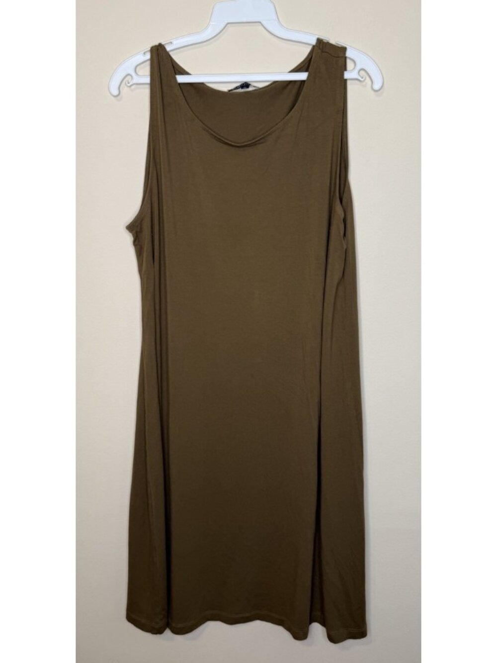 Eileen Fisher Dress Sleeveless Flowy Brown Minimalist Lagenlook